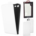CUSTODIA FLIP VERTICALE SLIM PELLE per WIKO STAIRWAY COLORE BIANCO ALTA QUALITA' MOCCA BLISTER
