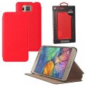 CUSTODIA FLIP ORIZZONTALE PELLE per SAMSUNG G850 GALAXY ALPHA CON STAND COLORE ROSSO ALTA QUALITA' MOCCA BLISTER