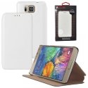 CUSTODIA FLIP ORIZZONTALE PELLE per SAMSUNG G850 GALAXY ALPHA CON STAND COLORE BIANCO ALTA QUALITA' MOCCA BLISTER