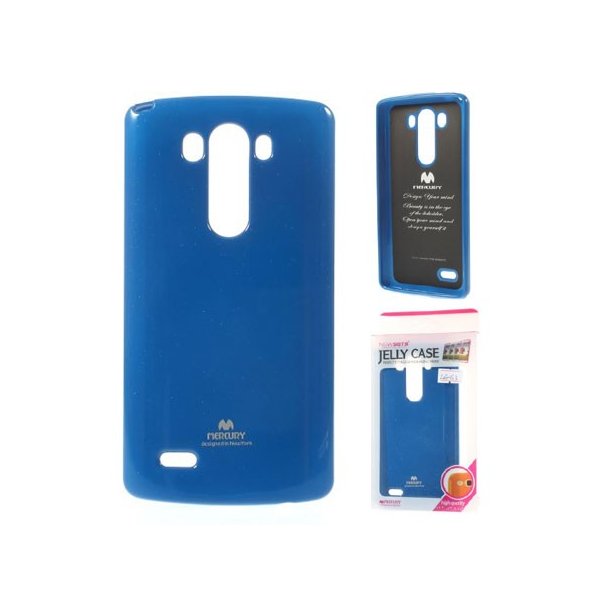 CUSTODIA GEL TPU SILICONE per LG G3s D722, G3s DUAL D728 COLORE BLU LUCIDO CON GLITTER ALTA QUALITA' MERCURY BLISTER