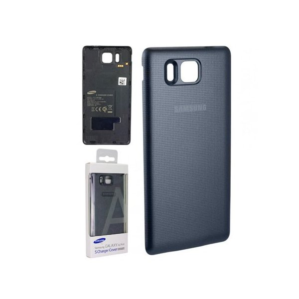 COVER CON TECNOLOGIA QI ORIGINALE SAMSUNG EP-CG850IBEGWW per G850 GALAXY ALPHA COLORE NERO BLISTER