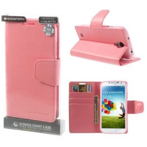 CUSTODIA FLIP ORIZZONTALE PELLE per SAMSUNG I9500 GALAXY S4, I9502, I9505 CON INTERNO IN TPU E STAND COLORE ROSA SONATA BLISTER