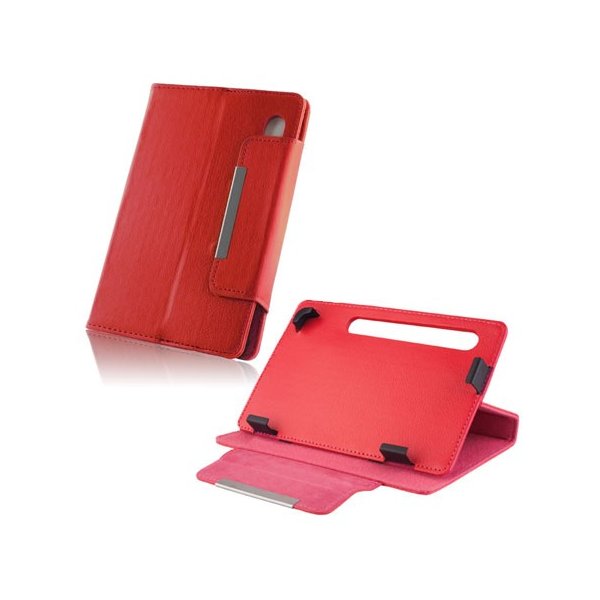CUSTODIA UNIVERSALE ORIZZONTALE PELLE A MOLLE per TABLET DA 7" POLLICI CON STAND E CHIUSURA MAGNETICA COLORE ROSSO