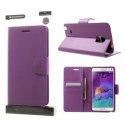 CUSTODIA FLIP ORIZZONTALE PELLE per SAMSUNG GALAXY NOTE 4 CON INTERNO IN TPU E STAND COLORE VIOLA SONATA BLISTER