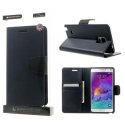 CUSTODIA FLIP ORIZZONTALE PELLE per SAMSUNG GALAXY NOTE 4 CON INTERNO IN TPU E STAND COLORE BLU SONATA BLISTER