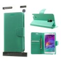 CUSTODIA FLIP ORIZZONTALE PELLE per SAMSUNG GALAXY NOTE 4 CON INTERNO IN TPU E STAND COLORE VERDE ACQUA SONATA BLISTER