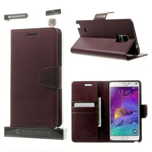CUSTODIA FLIP ORIZZONTALE PELLE per SAMSUNG GALAXY NOTE 4 CON INTERNO IN TPU E STAND COLORE BORDEAUX SONATA BLISTER
