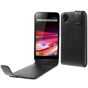CUSTODIA FLIP VERTICALE PELLE per WIKO FIZZ COLORE NERO
