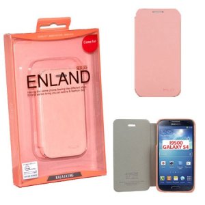 CUSTODIA FLIP ORIZZONTALE PELLE per SAMSUNG I9500 GALAXY S4, I9505, I9502 COLORE ROSA BLISTER ENLAND