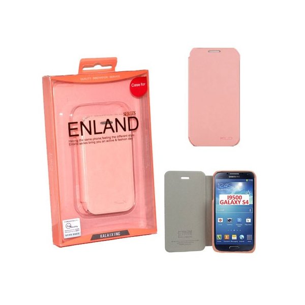 CUSTODIA FLIP ORIZZONTALE PELLE per SAMSUNG I9500 GALAXY S4, I9505, I9502 COLORE ROSA BLISTER ENLAND
