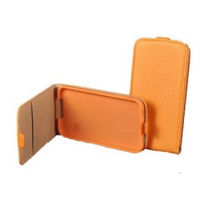 CUSTODIA FLIP VERTICALE SLIM PELLE per NOKIA LUMIA 730 DUAL SIM, LUMIA 735 CON INTERNO IN TPU SILICONE COLORE ARANCIONE