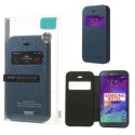 CUSTODIA FLIP ORIZZONTALE per SAMSUNG GALAXY NOTE 4 CON FINESTRA ID E INTERNO IN TPU COLORE BLU WOW! MERCURY BLISTER