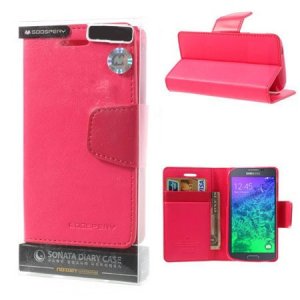 CUSTODIA FLIP ORIZZONTALE PELLE per SAMSUNG G850 GALAXY ALPHA CON INTERNO IN SILICONE E STAND COLORE FUCSIA SONATA BLISTER