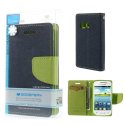 CUSTODIA FLIP ORIZZONTALE per SAMSUNG G130 GALAXY YOUNG 2 CON INTERNO IN TPU SILICONE COLORE BLU FANCY DIARY BLISTER MERCURY