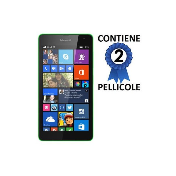 PELLICOLA PROTEGGI DISPLAY per MICROSOFT LUMIA 535, LUMIA 535 DUAL CONFEZIONE 2 PEZZI