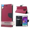 CUSTODIA FLIP ORIZZONTALE per SAMSUNG GALAXY NOTE 4 CON INTERNO IN TPU E STAND COLORE FUCSIA FANCY DIARY BLISTER MERCURY