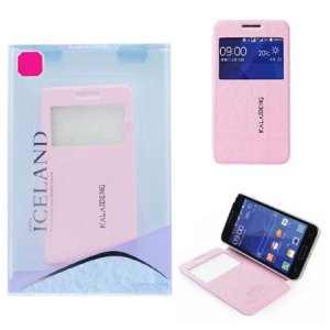 CUSTODIA FLIP ORIZZONTALE per SAMSUNG G355 GALAXY CORE 2 CON STAND E FINESTRA ID COLORE ROSA ICELAND II BLISTER