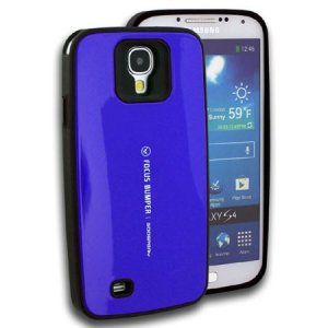 CUSTODIA BACK RIGIDA per SAMSUNG I9500 GALAXY S4, I9502, I9505 COLORE BLU CON CORNICE NERA ALTA QUALITA' MERCURY BLISTER