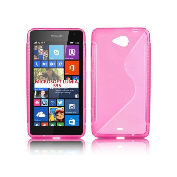 CUSTODIA GEL TPU SILICONE DOUBLE per MICROSOFT LUMIA 535, LUMIA 535 DUAL COLORE ROSA