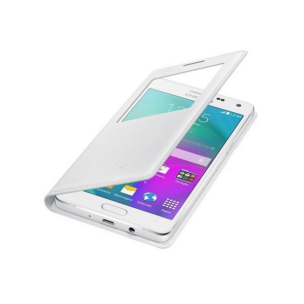 CUSTODIA S VIEW COVER ORIGINALE SAMSUNG COLORE BIANCO per SM-A500 GALAXY A5 (NO VERSIONE 2016) CON FINESTRA ID BLISTER