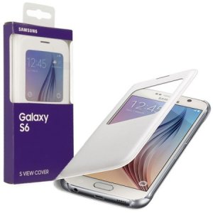 CUSTODIA S VIEW COVER PELLE ORIGINALE SAMSUNG COLORE BIANCO per SM-G920 GALAXY S6 CON FINESTRA ID EF-CG920PWEGWW BLISTER
