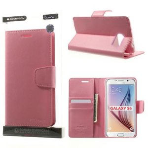 CUSTODIA FLIP ORIZZONTALE PELLE per SAMSUNG SM-G920 GALAXY S6 CON INTERNO IN TPU E STAND COLORE ROSA SONATA MERCURY BLISTER