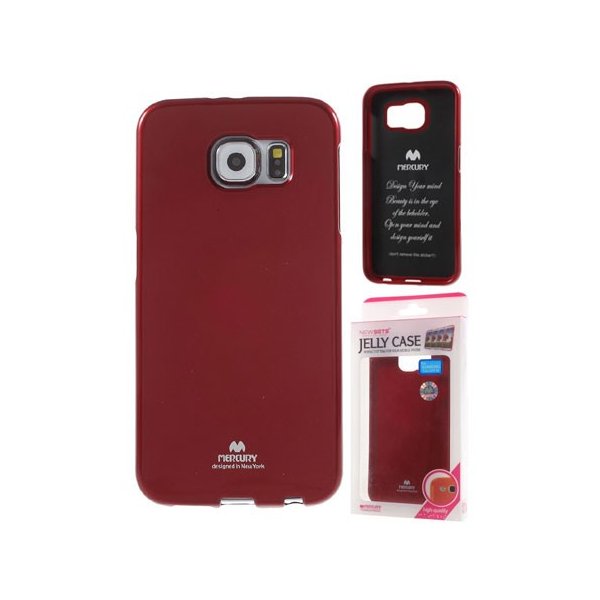 CUSTODIA GEL TPU SILICONE per SAMSUNG SM-G920 GALAXY S6 COLORE ROSSO LUCIDO CON GLITTER ALTA QUALITA' MERCURY BLISTER
