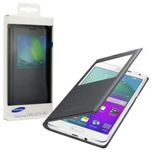 CUSTODIA S VIEW COVER ORIGINALE SAMSUNG COLORE NERO per SM-A700 GALAXY A7 (NO VERSIONE 2016) CON FINESTRA ID BLISTER