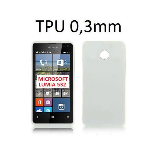 CUSTODIA GEL TPU SILICONE ULTRA SLIM 0,3mm per MICROSOFT LUMIA 532 COLORE BIANCO TRASPARENTE