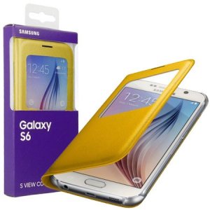CUSTODIA S VIEW COVER PELLE ORIGINALE SAMSUNG COLORE GIALLO per SM-G920 GALAXY S6 CON FINESTRA ID EF-CG920PYEGWW BLISTER