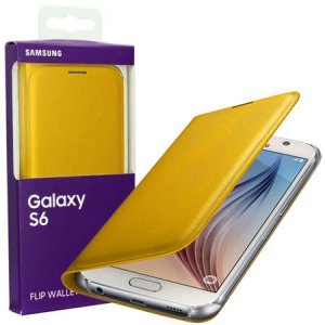 CUSTODIA FLIP COVER PELLE ORIGINALE SAMSUNG COLORE GIALLO per SM-G920 GALAXY S6 EF-WG920PYEGWW BLISTER