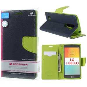 CUSTODIA FLIP ORIZZONTALE per LG L BELLO, D331, L PRIME, D337 CON INTERNO IN TPU E STAND COLORE BLU FANCY DIARY BLISTER MERCURY