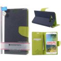 CUSTODIA FLIP ORIZZONTALE per SAMSUNG SM-E700 GALAXY E7 CON INTERNO IN TPU E STAND COLORE BLU FANCY DIARY BLISTER MERCURY
