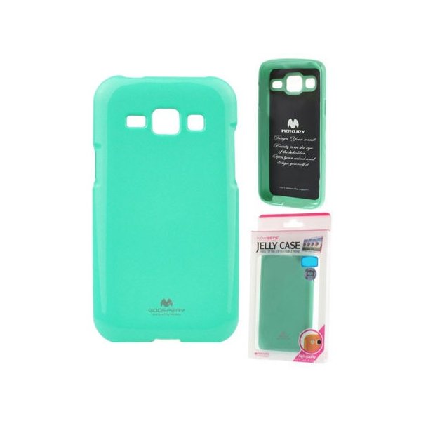 CUSTODIA GEL TPU SILICONE per SAMSUNG SM-J100H GALAXY J1 COLORE VERDE ACQUA LUCIDO CON GLITTER ALTA QUALITA' MERCURY