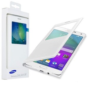 CUSTODIA S VIEW COVER ORIGINALE SAMSUNG COLORE BIANCO per SM-A700 GALAXY A7 (NO VERSIONE 2016) CON FINESTRA ID BLISTER