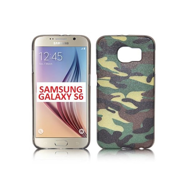 CUSTODIA GEL TPU SILICONE per SAMSUNG SM-G920 GALAXY S6 CON FANTASIA MILITARE COLORE VERDE