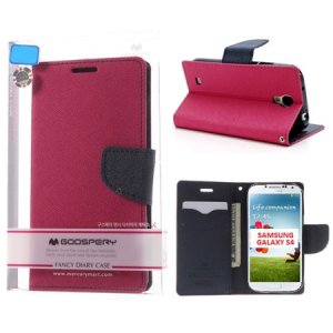 CUSTODIA FLIP ORIZZONTALE per SAMSUNG I9500 GALAXY S4 CON STAND E INTERNO IN TPU COLORE FUCSIA FANCY DIARY MERCURY BLISTER