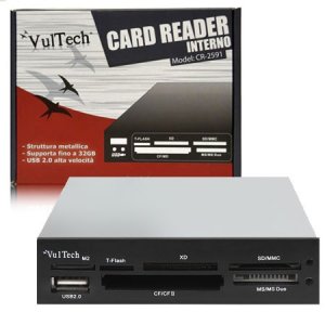 CARD READER INTERNO 3.5"POLLICI 54 in 1 SDXC CON PORTA USB 2.0, INGRESSO MICRO SD E STRUTTURA IN FERRO NERO CR-2591 VULTECH