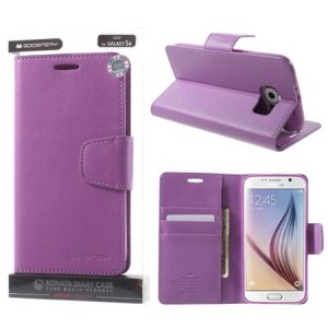 CUSTODIA FLIP ORIZZONTALE PELLE per SAMSUNG SM-G920 GALAXY S6 CON INTERNO IN TPU E STAND COLORE VIOLA SONATA MERCURY BLISTER
