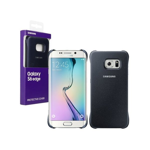 CUSTODIA BACK RIGIDA IN SIMILPELLE ORIGINALE SAMSUNG per SM-G925 GALAXY S6 EDGE COLORE NERO EF-YG925BBEGWW BLISTER