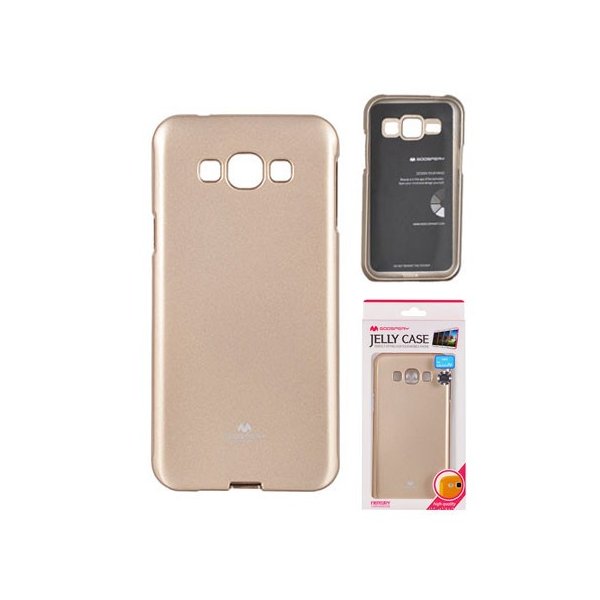 CUSTODIA GEL TPU SILICONE per SAMSUNG SM-A800F GALAXY A8 COLORE ORO LUCIDO CON GLITTER ALTA QUALITA' MERCURY BLISTER