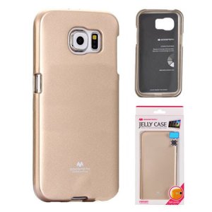 CUSTODIA GEL TPU SILICONE per SAMSUNG SM-G920 GALAXY S6 COLORE ORO LUCIDO CON GLITTER ALTA QUALITA' MERCURY BLISTER