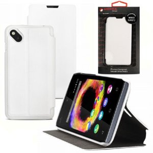 CUSTODIA FLIP ORIZZONTALE PELLE per WIKO SUNSET 2 CON STAND COLORE BIANCO ALTA QUALITA' MOCCA BLISTER