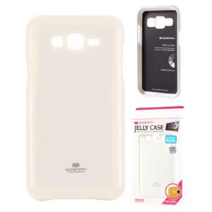CUSTODIA GEL TPU SILICONE per SAMSUNG SM-J700F GALAXY J7 COLORE BIANCO LUCIDO CON GLITTER ALTA QUALITA' MERCURY BLISTER
