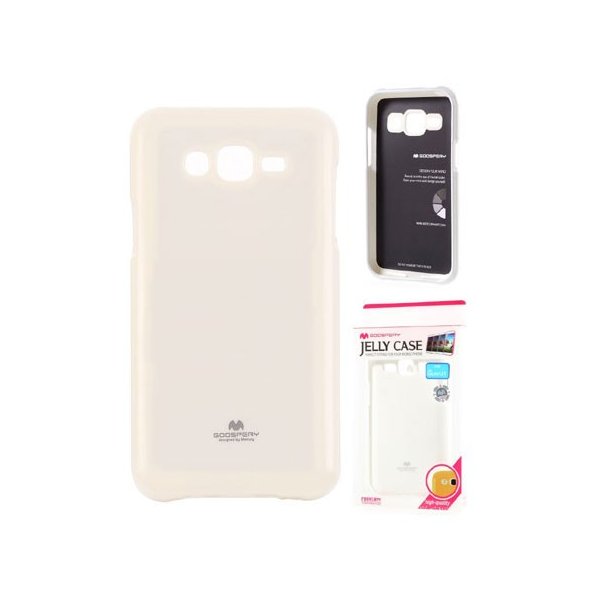 CUSTODIA GEL TPU SILICONE per SAMSUNG SM-J700F GALAXY J7 COLORE BIANCO LUCIDO CON GLITTER ALTA QUALITA' MERCURY BLISTER