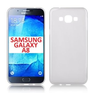 CUSTODIA GEL TPU SILICONE per SAMSUNG SM-A800F GALAXY A8 COLORE BIANCO TRASPARENTE