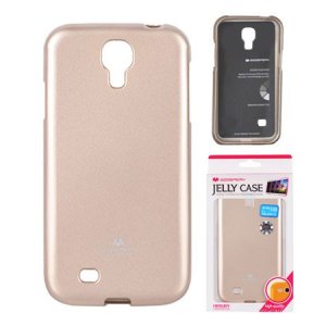 CUSTODIA GEL TPU SILICONE per SAMSUNG I9500 GALAXY S4, I9502, I9505 COLORE ORO LUCIDO CON GLITTER ALTA QUALITA' MERCURY BLISTER
