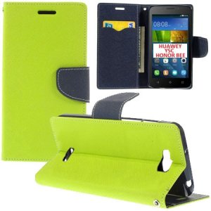 CUSTODIA FLIP ORIZZONTALE per HUAWEI Y5C, HONOR BEE CON INTERNO IN TPU SILICONE, STAND E CHIUSURA MAGNETICA COLORE VERDE
