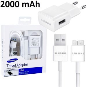CARICATORE DA RETE 2000mAh ORIGINALE SAMSUNG CON 1 PORTA USB + CAVO MICRO USB 3.0 COLORE BIANCO EP-TA12EWEQGWW BLISTER