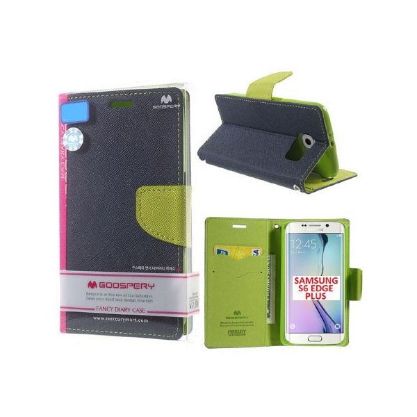 CUSTODIA FLIP ORIZZONTALE per SAMSUNG SM-G928 GALAXY S6 EDGE PLUS CON INTERNO IN TPU E STAND BLU FANCY DIARY BLISTER MERCURY